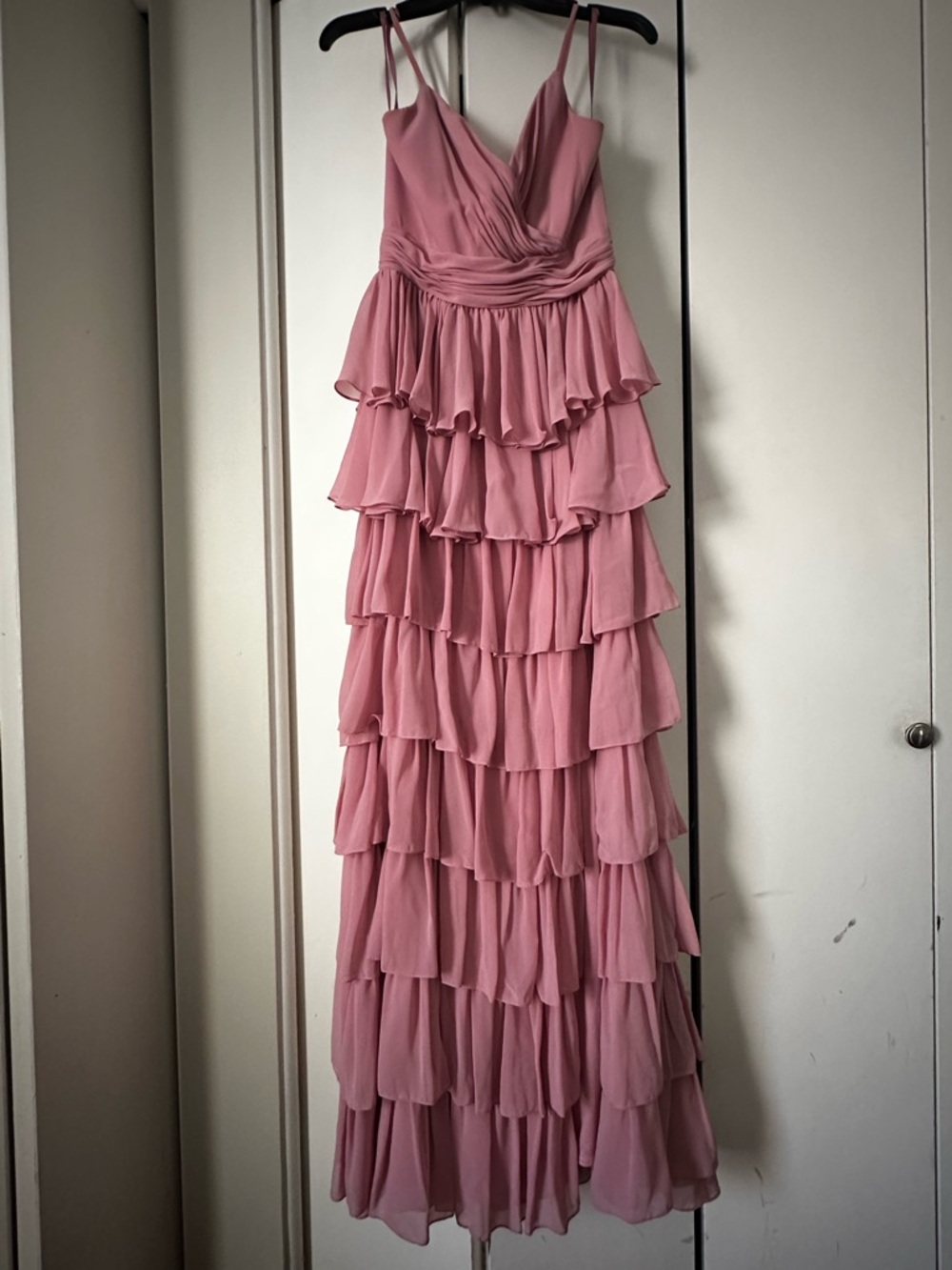 Ieena for Mac Duggal, Pink Tiered Ruffle dress
